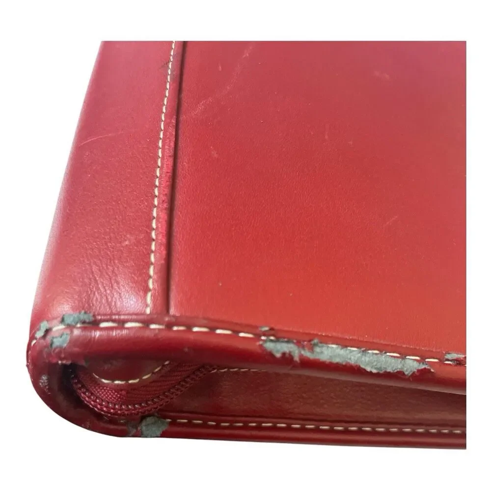 Franklin Covey Red Medium Zip Around 7 Ring Planner Binder Organizer 10x8